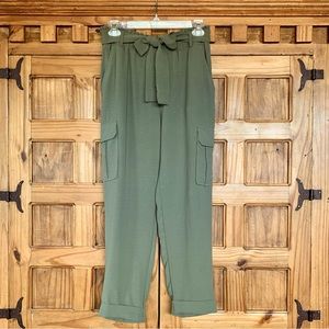 Joe B by Joe Benbasset High Rise Paperbag Waist Pants Olive Green Size S
